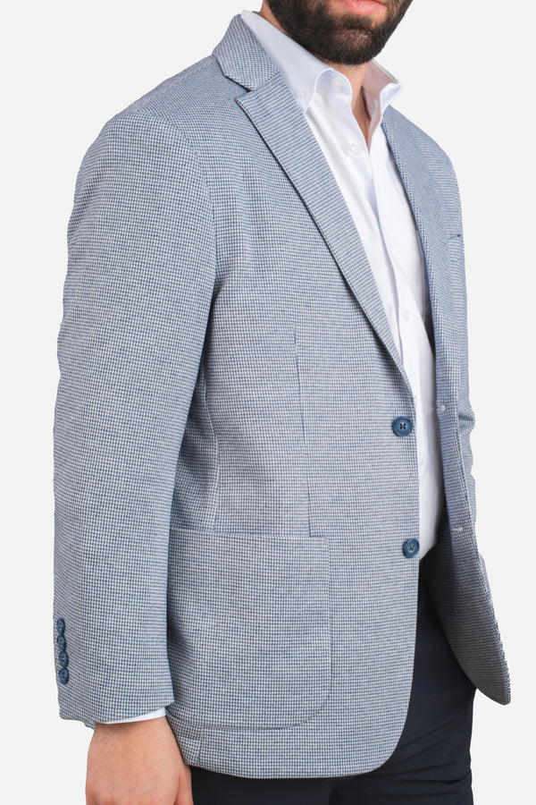Stretch Blazer Blue Houndstooth