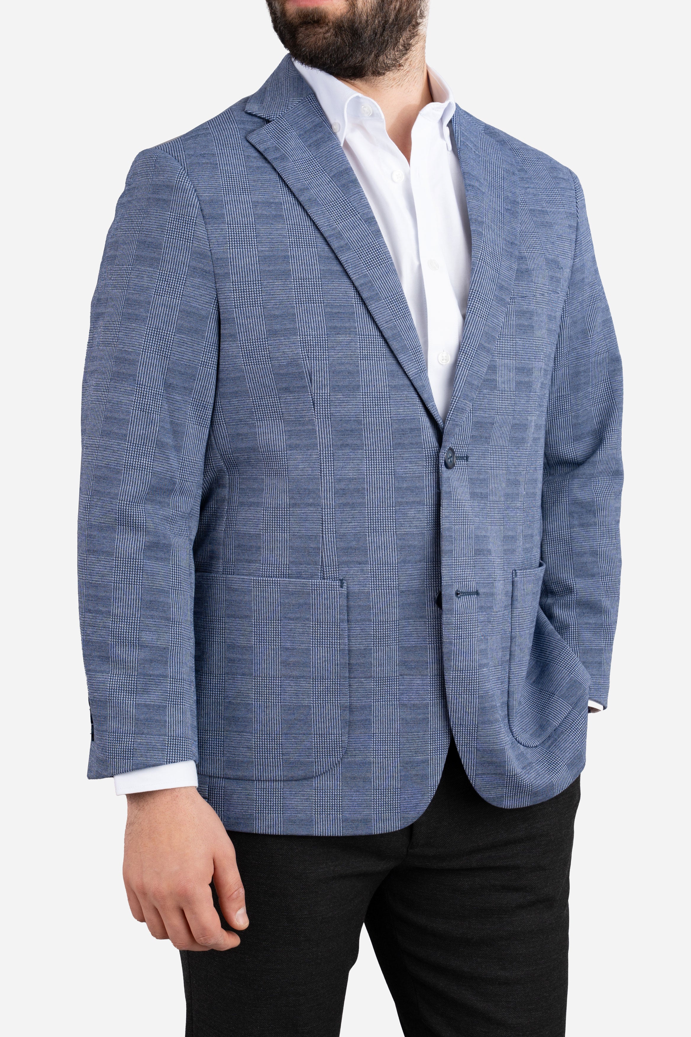 Stretch Blazer Blue Plaid