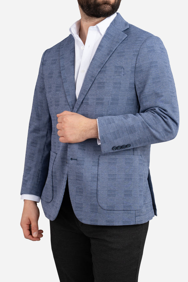Stretch Blazer Blue Plaid