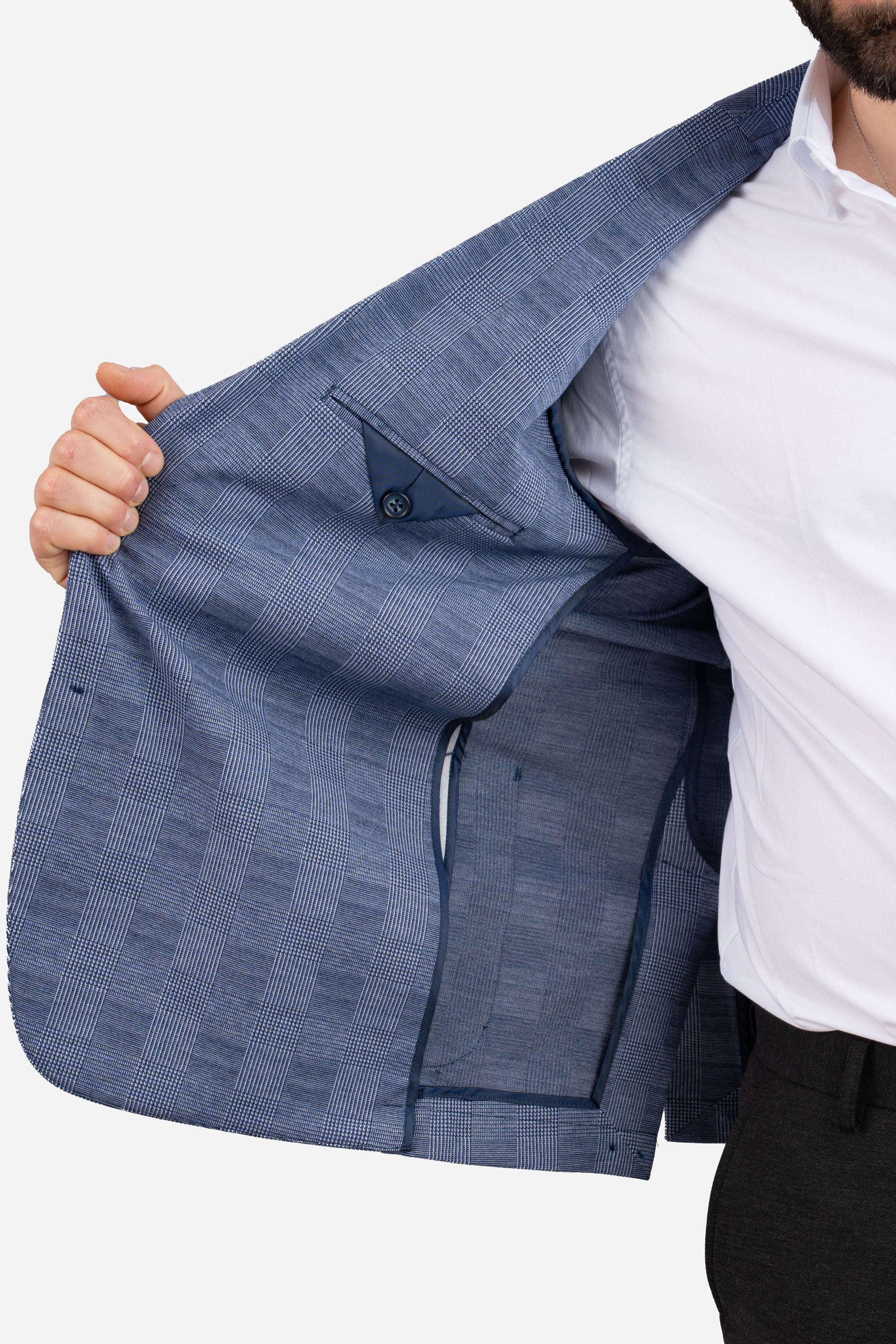 Stretch Blazer Blue Plaid