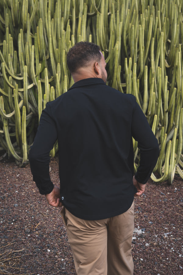 Performance Pique Button Down Shirt Black