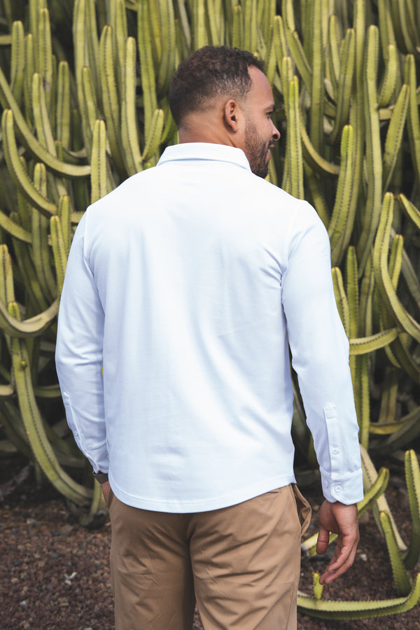 Performance Pique Button Down Shirt White
