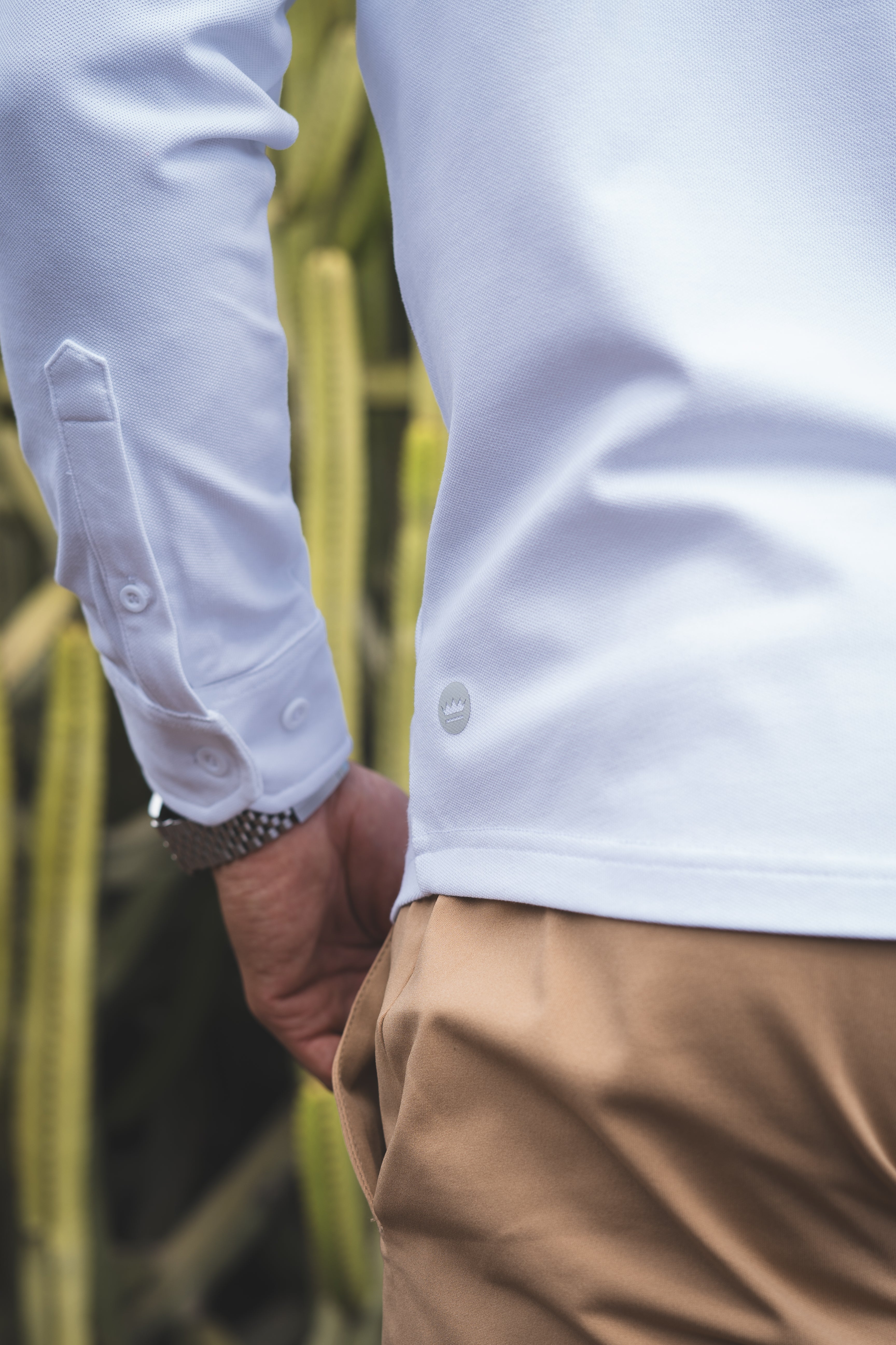 Performance Pique Button Down Shirt White