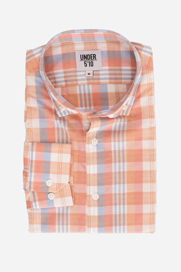 Lightweight Button Down Shirt Peach Plaid