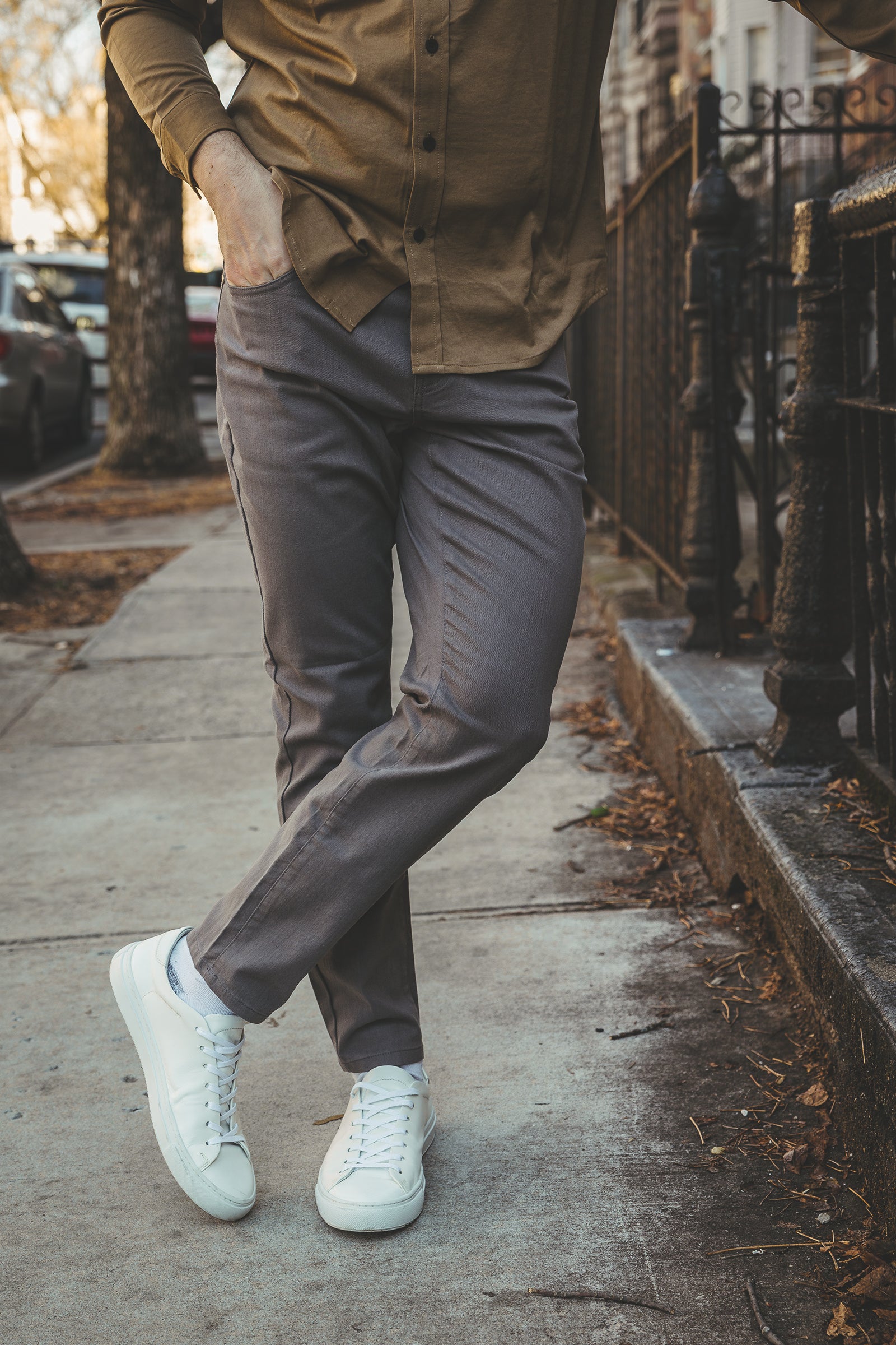 Garment Dyed Stretch Jeans Gray
