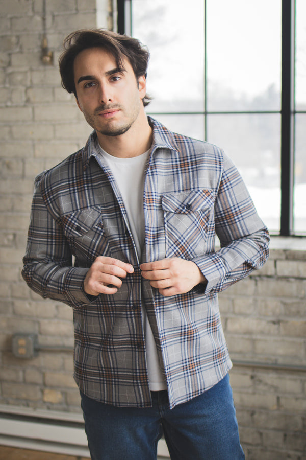 Cozy Overshirt Gray Plaid
