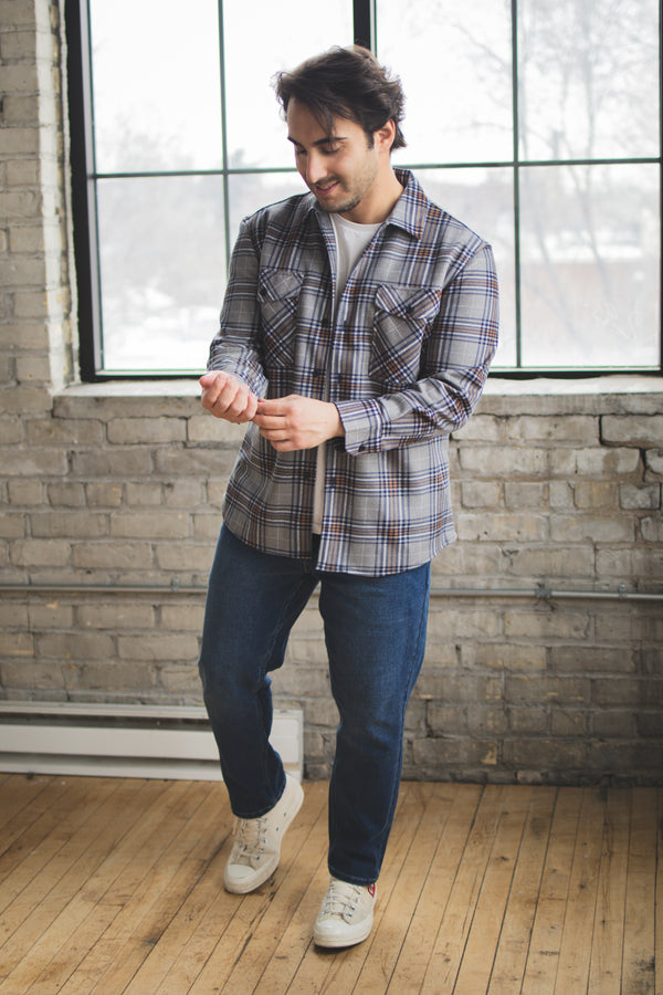 Cozy Overshirt Gray Plaid