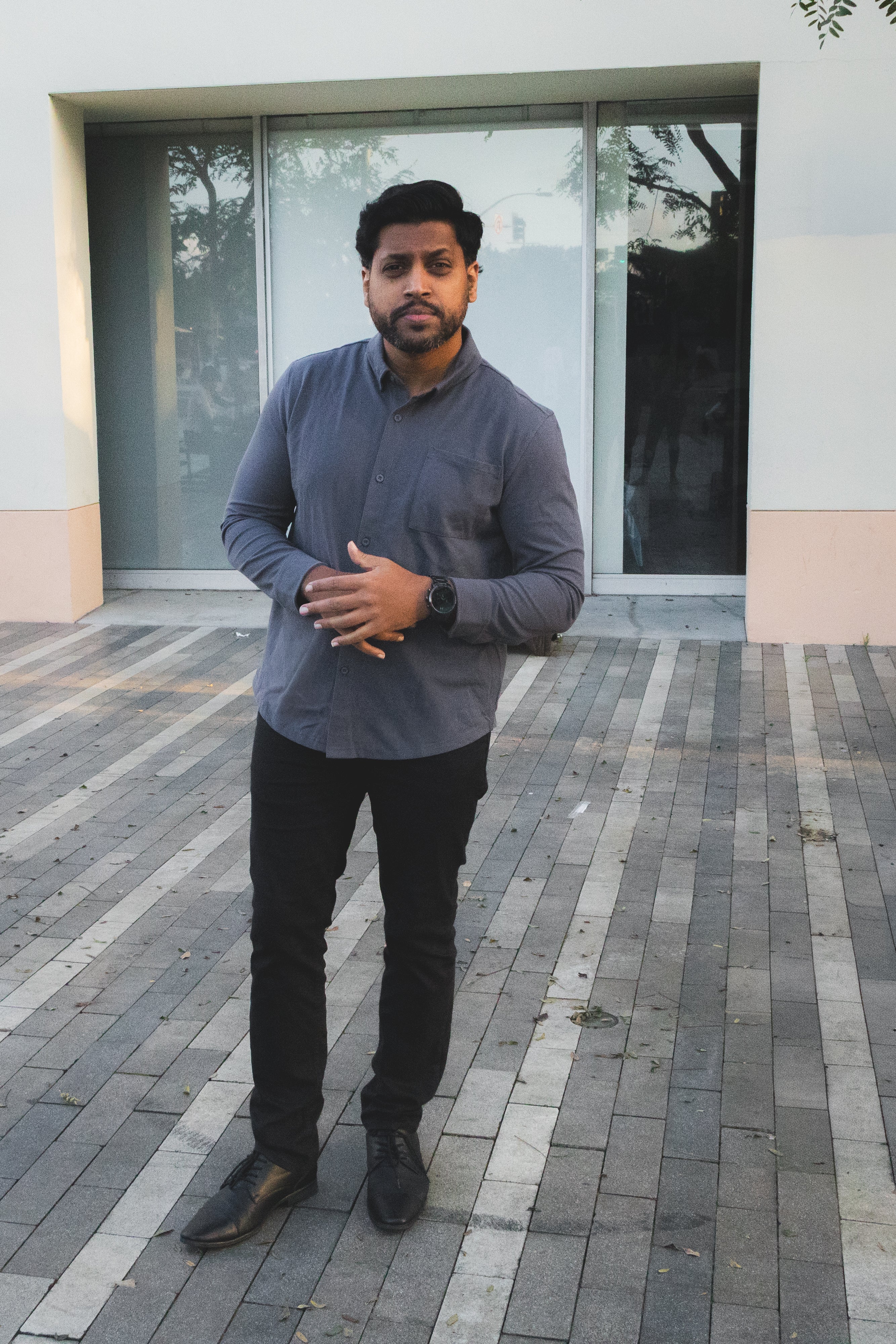 Performance Pique Button Down Shirt Charcoal