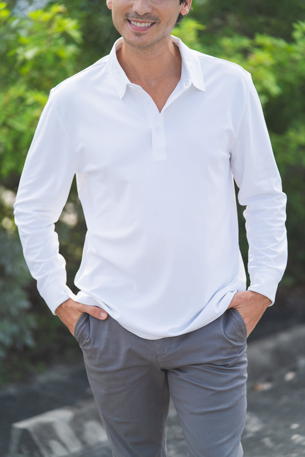 Long Sleeve Tech Polo White