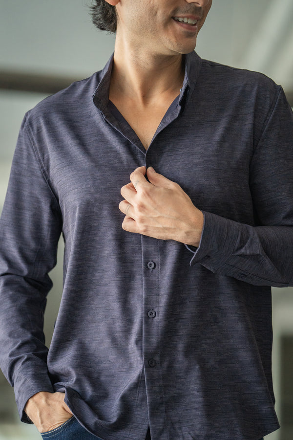 Warp Stretch Button Down Shirt Navy Camo