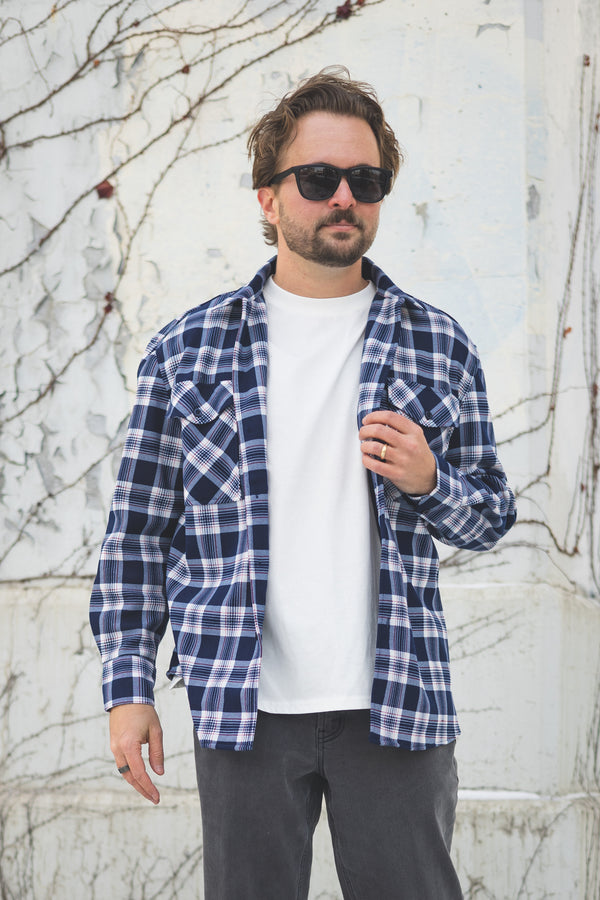 Cozy Overshirt Navy Plaid