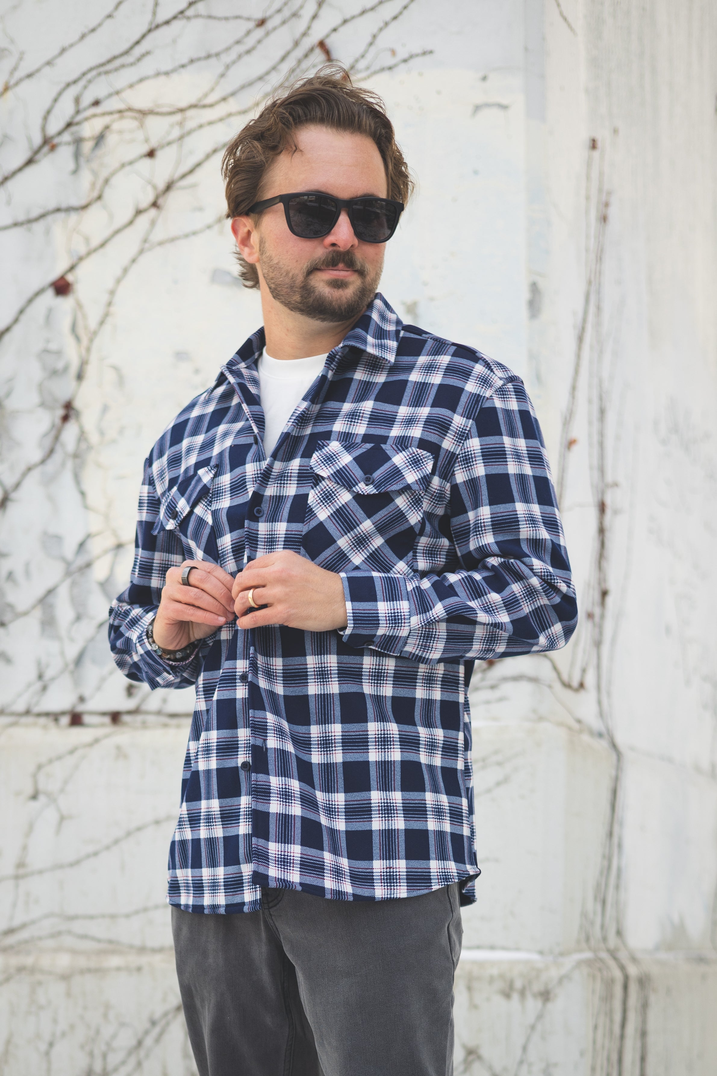 Cozy Overshirt Navy Plaid