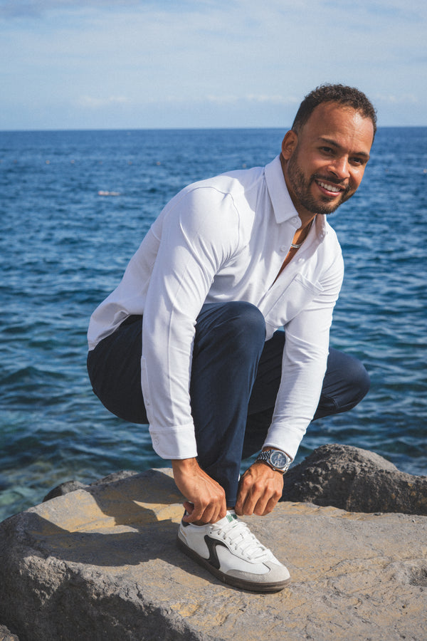 Performance Pique Button Down Shirt White