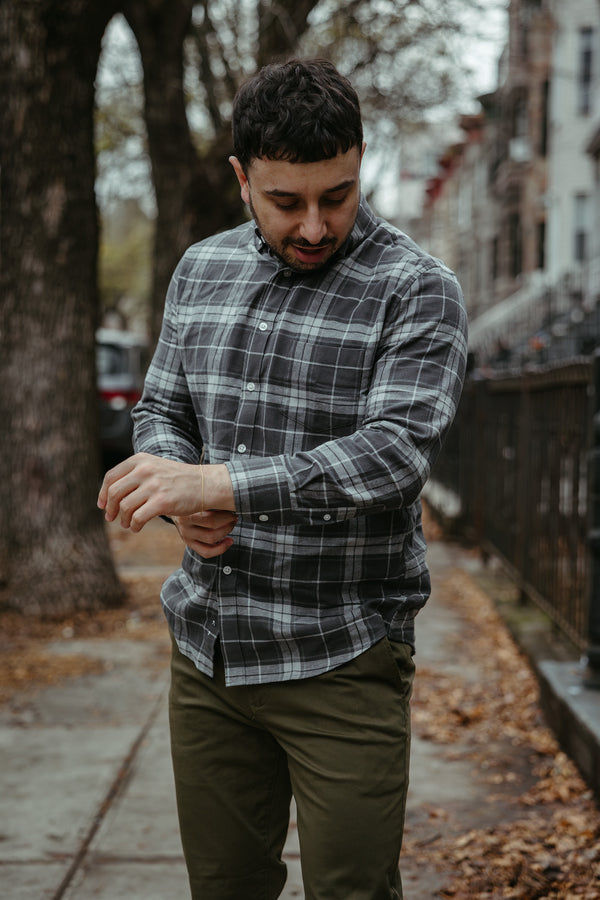 Flannel Button Down Shirt Gray