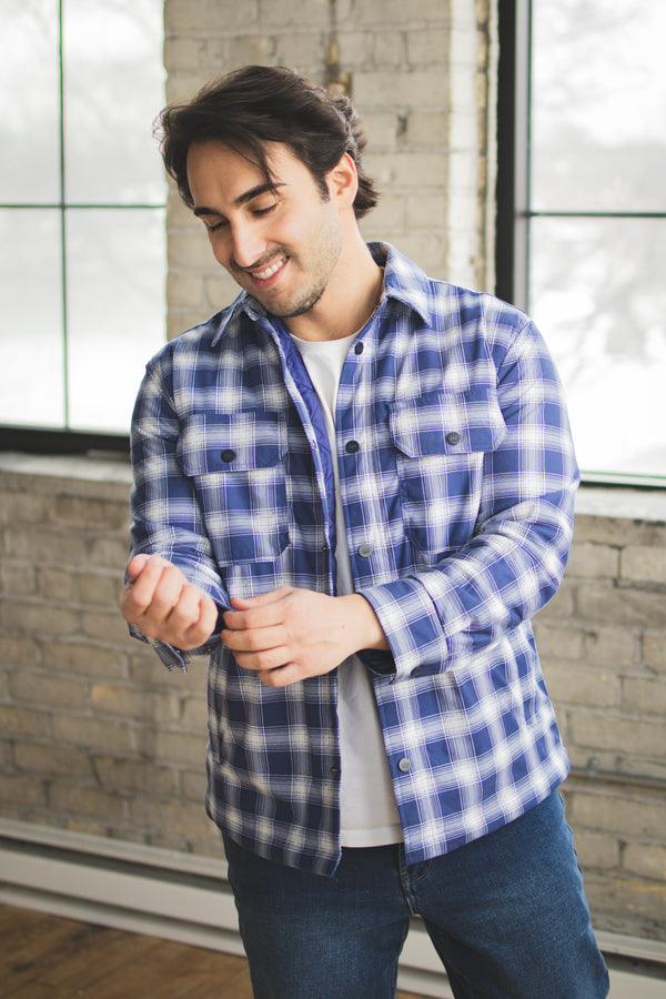 Padded Shacket Blue Plaid