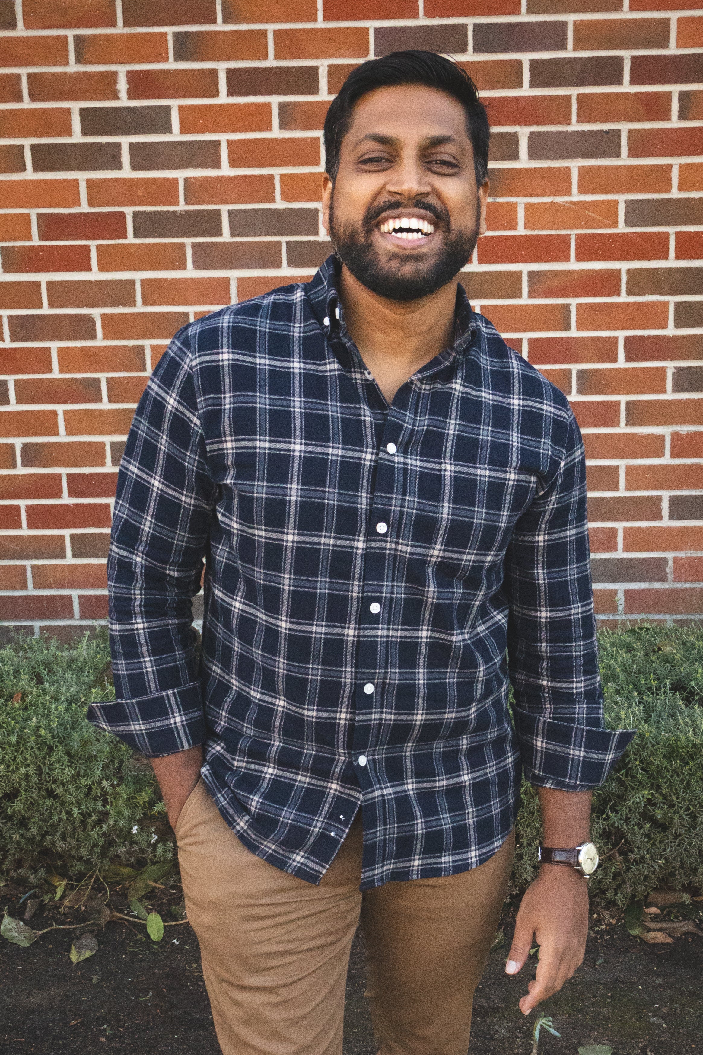 Flannel Button Down Shirt Navy