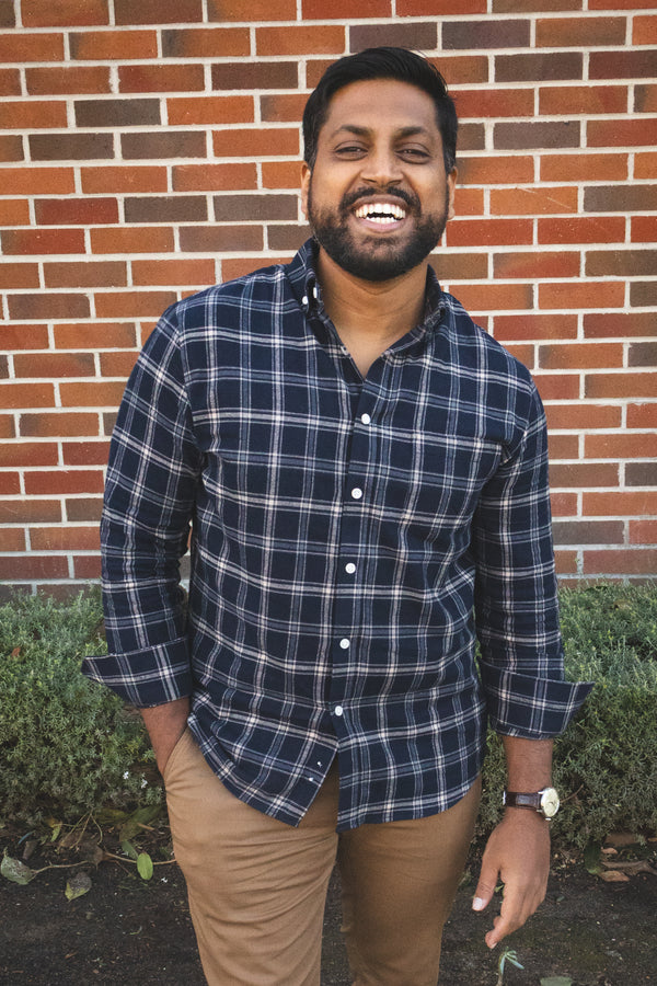 Flannel Button Down Shirt Navy