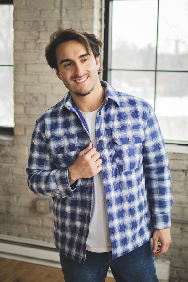 Padded Shacket Blue Plaid