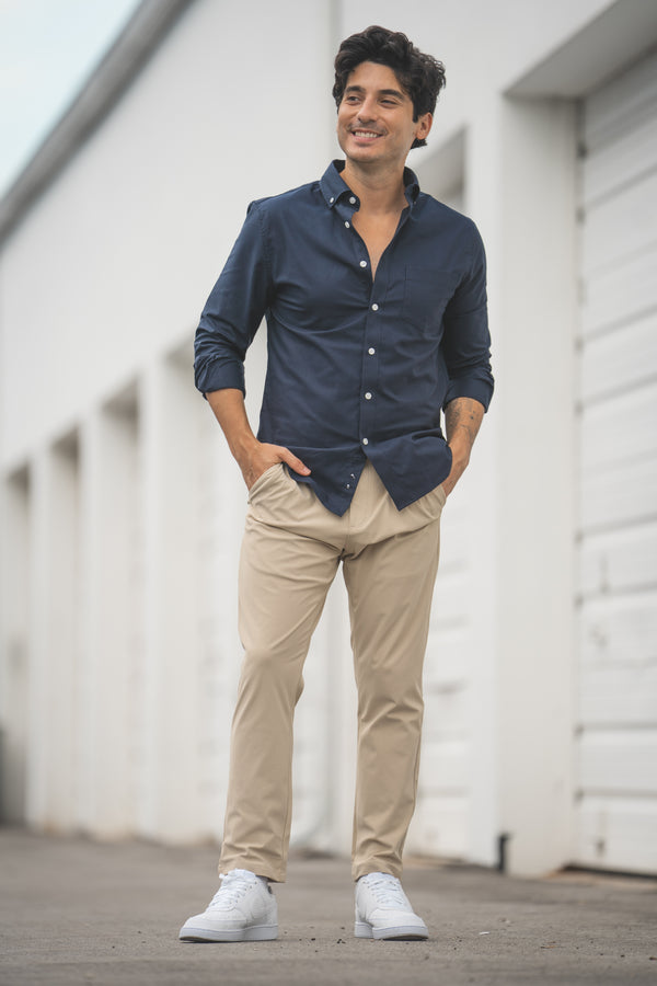 Stretch Oxford Button Down Shirt Navy