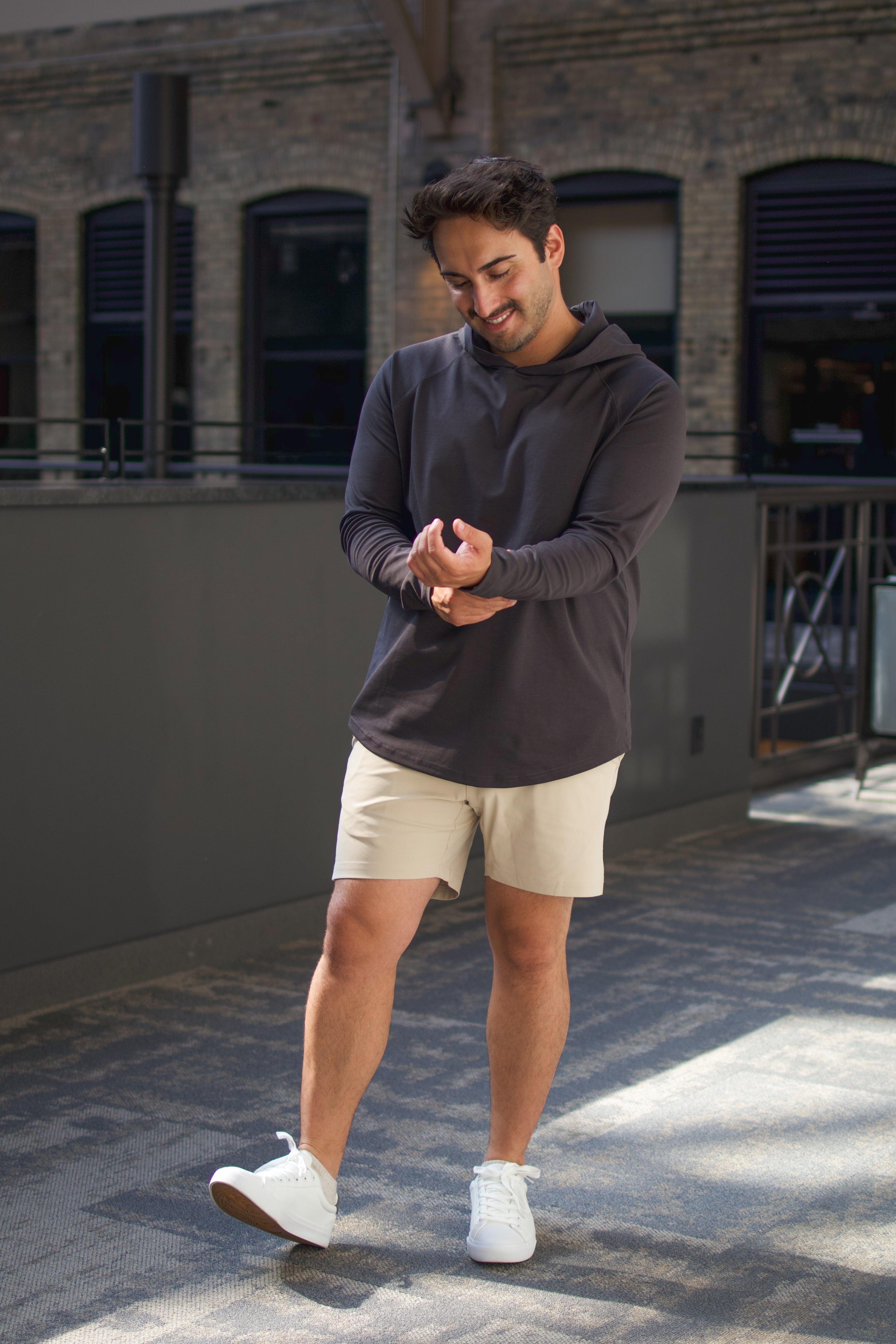 Aero Knit Hooded T Charcoal