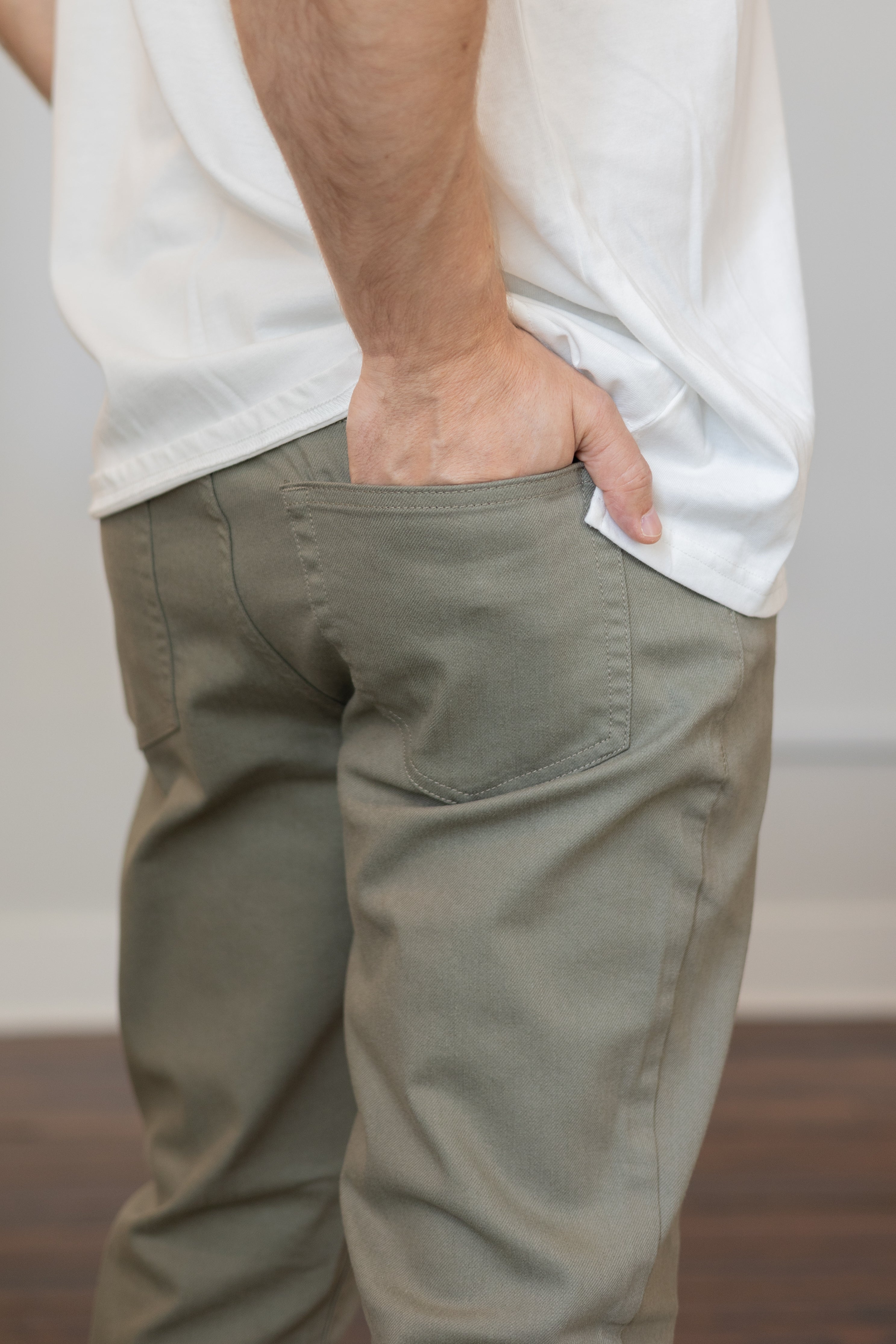 Garment Dyed Stretch Jeans Kelp
