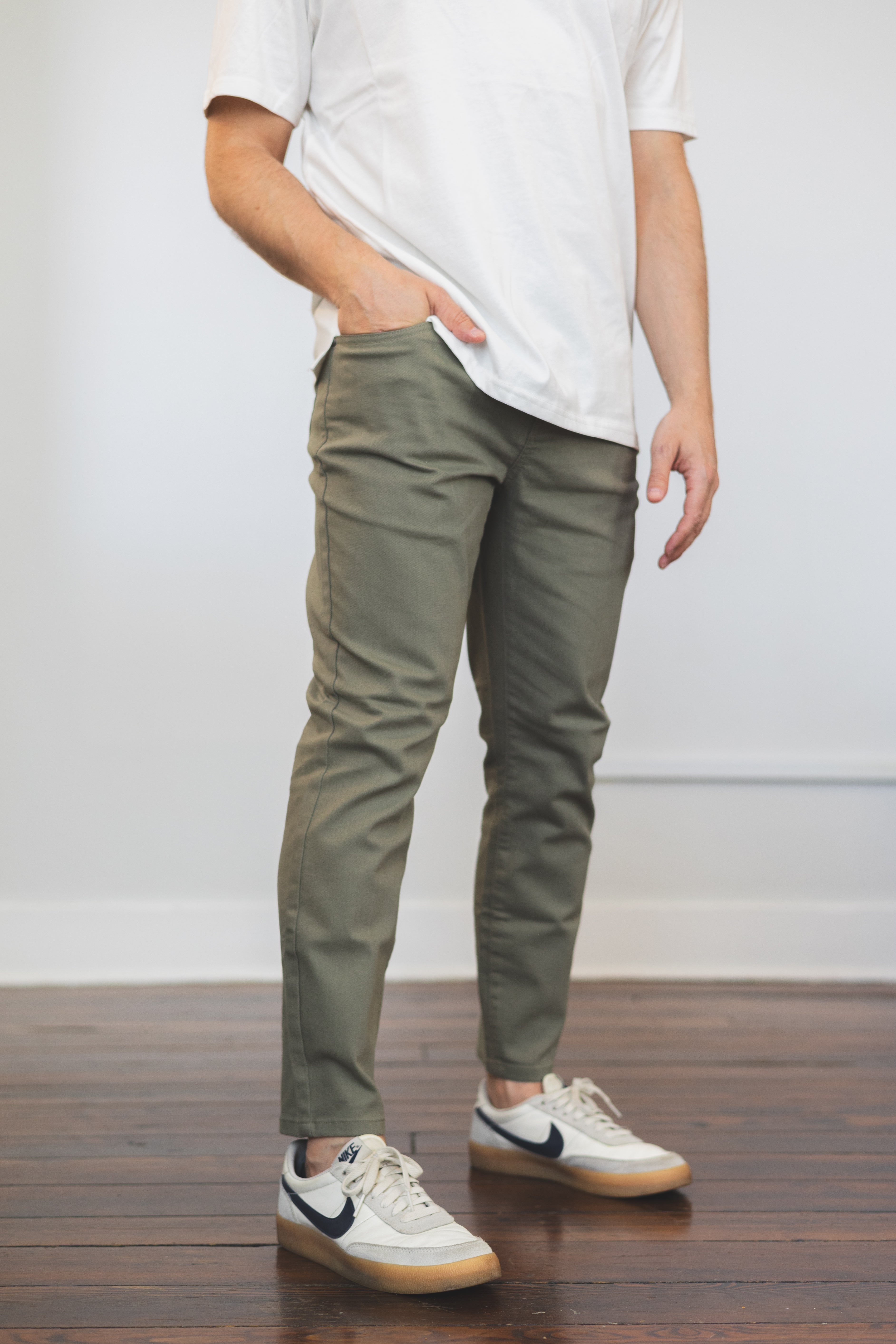 Garment Dyed Stretch Jeans Kelp