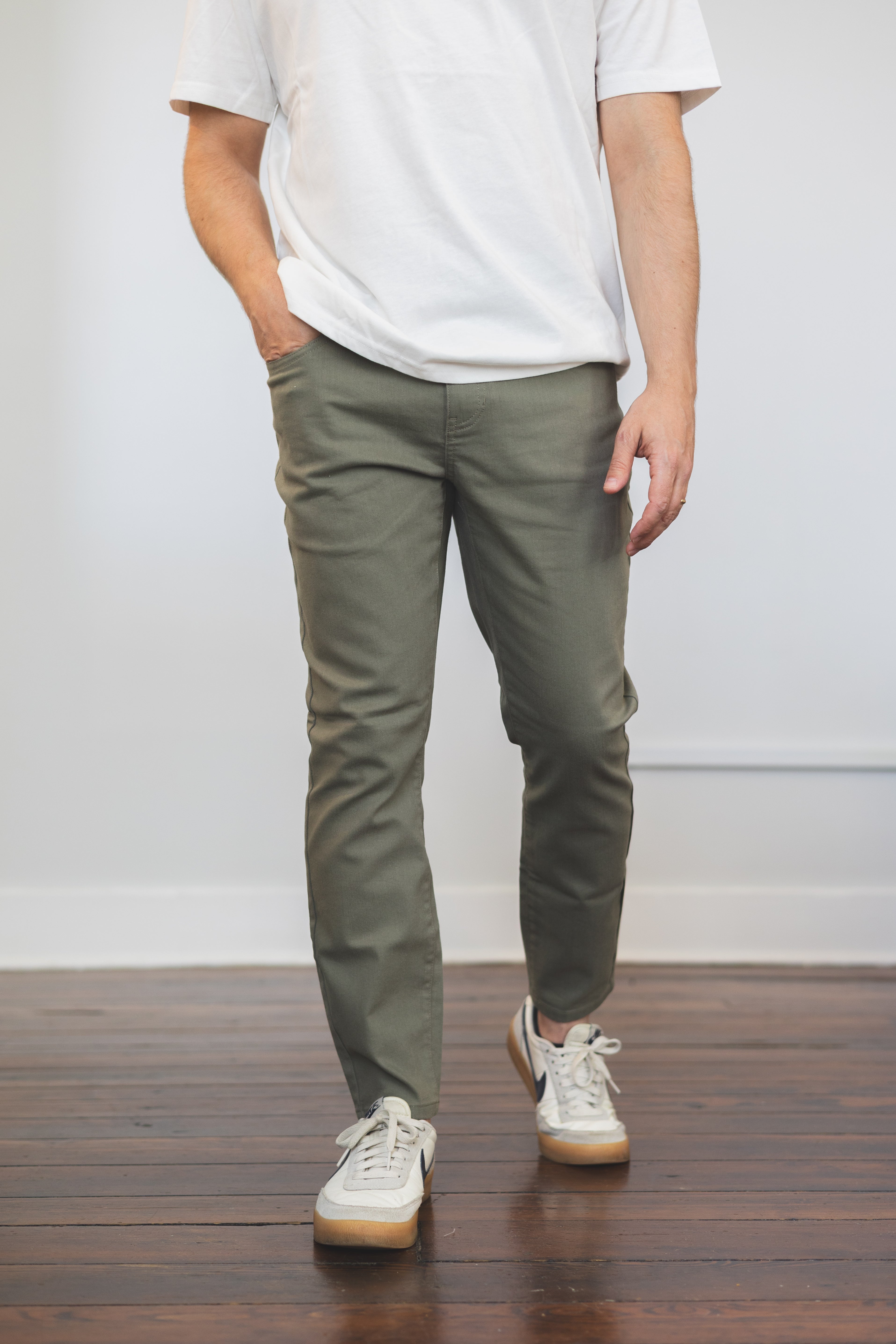 Garment Dyed Stretch Jeans Kelp