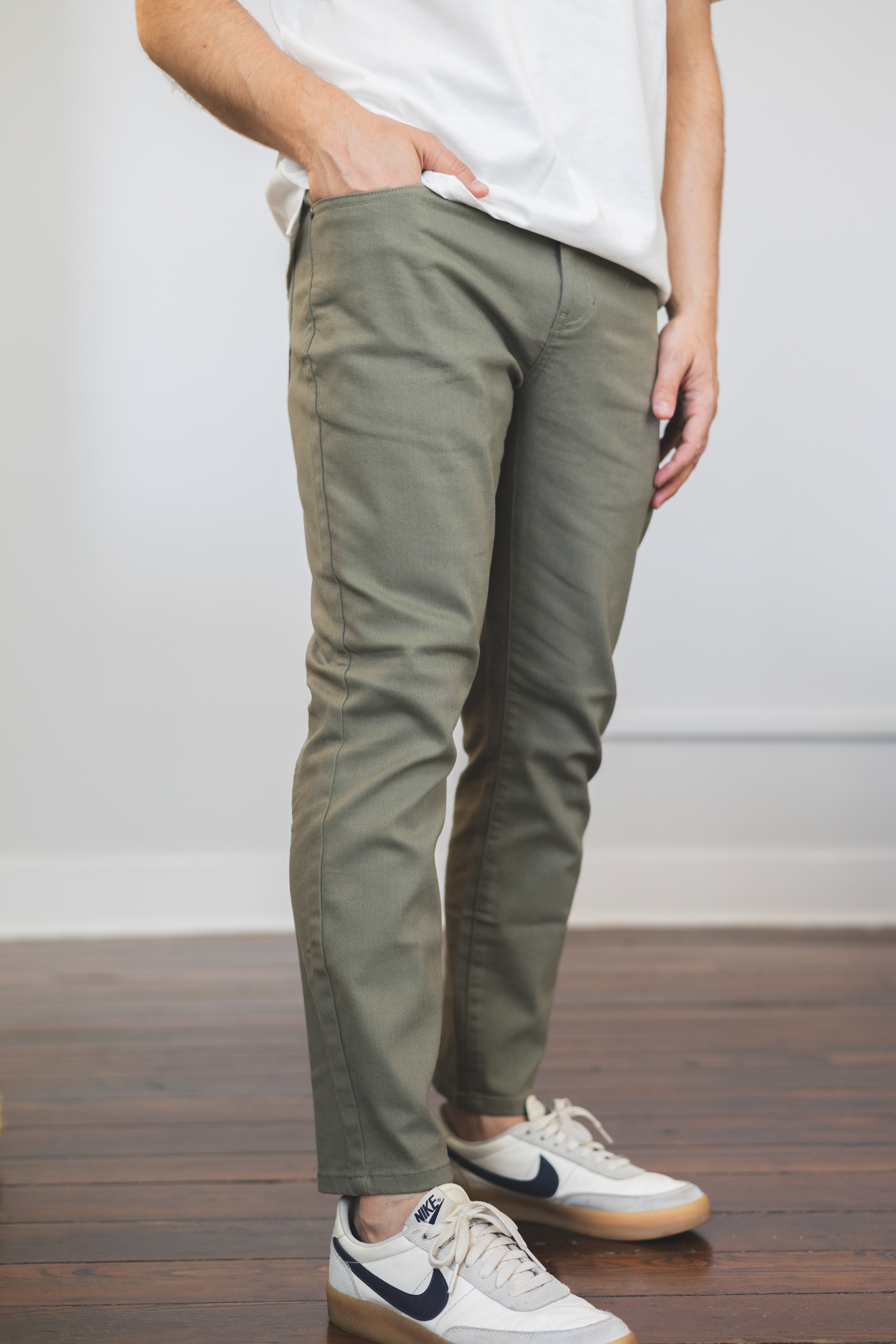 Garment Dyed Stretch Jeans Kelp