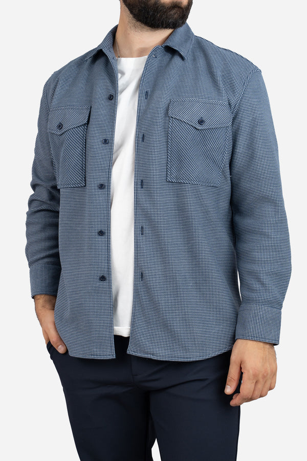 Cozy Overshirt Blue Houndstooth