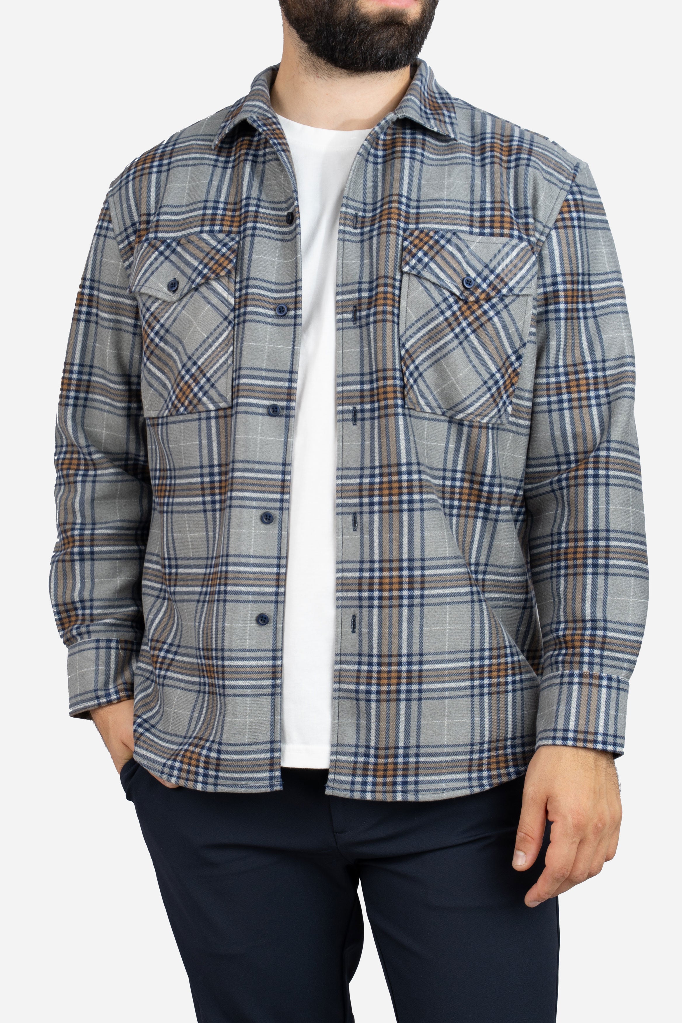 Cozy Overshirt Gray Plaid