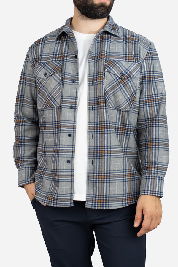 Cozy Overshirt Gray Plaid