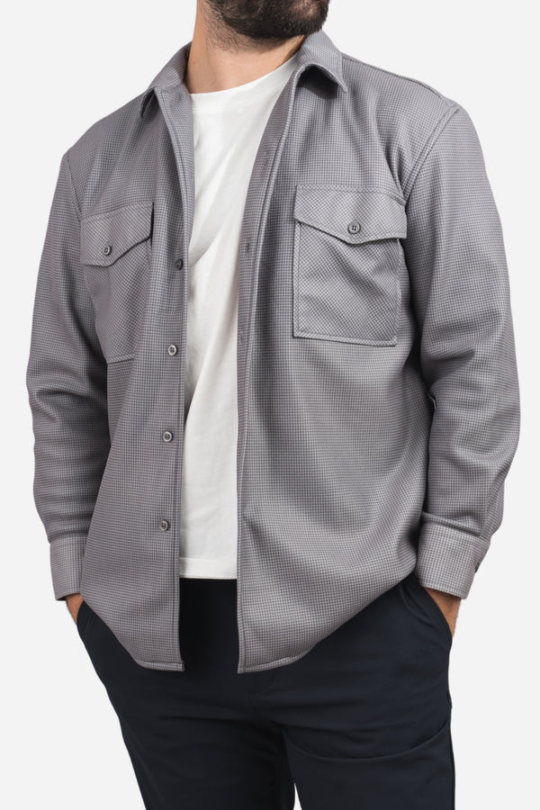 Cozy Overshirt Gray Houndstooth