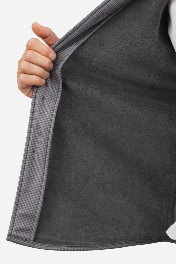 Cozy Overshirt Gray Houndstooth