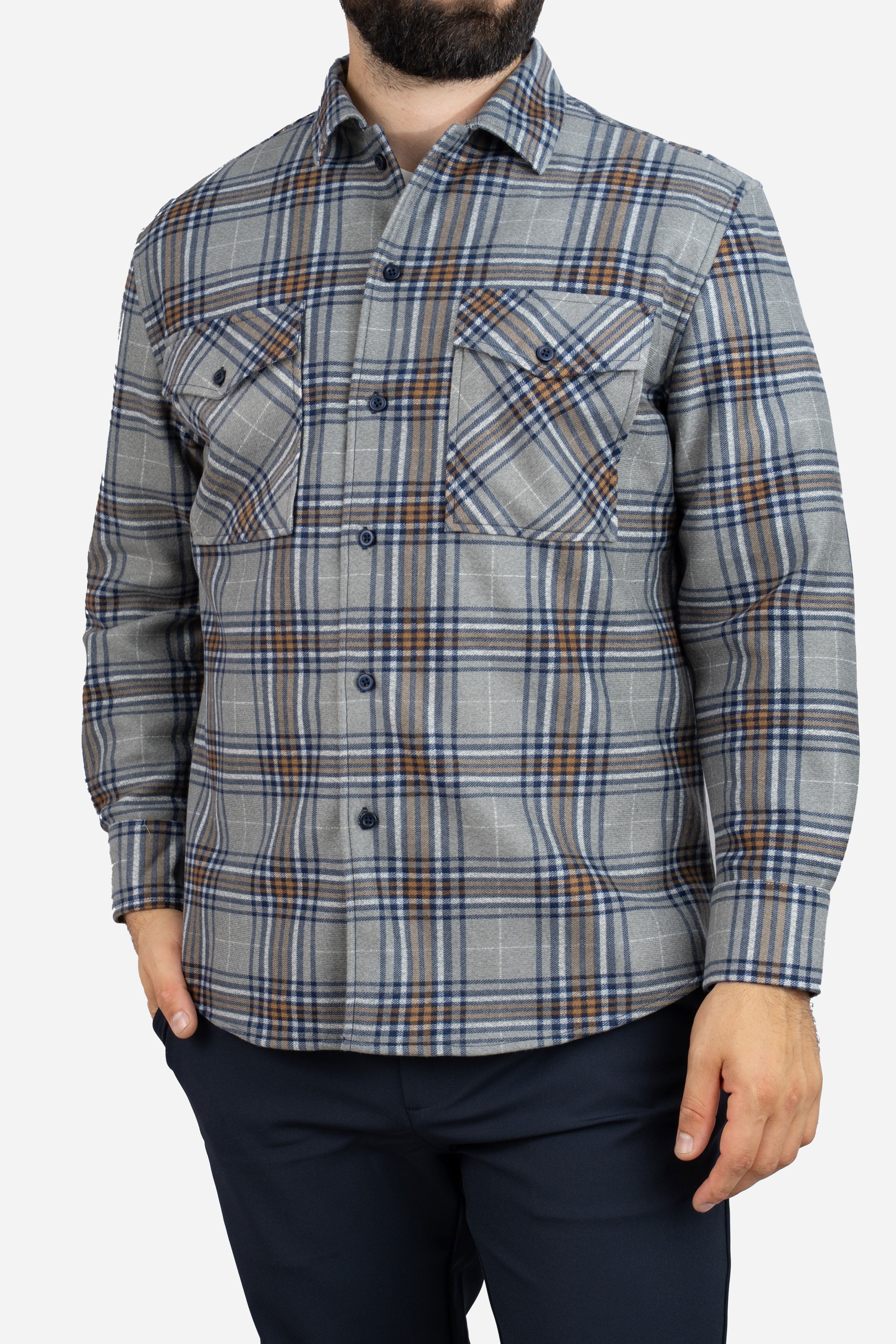 Cozy Overshirt Gray Plaid