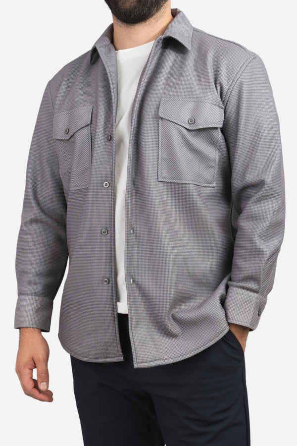 Cozy Overshirt Gray Houndstooth