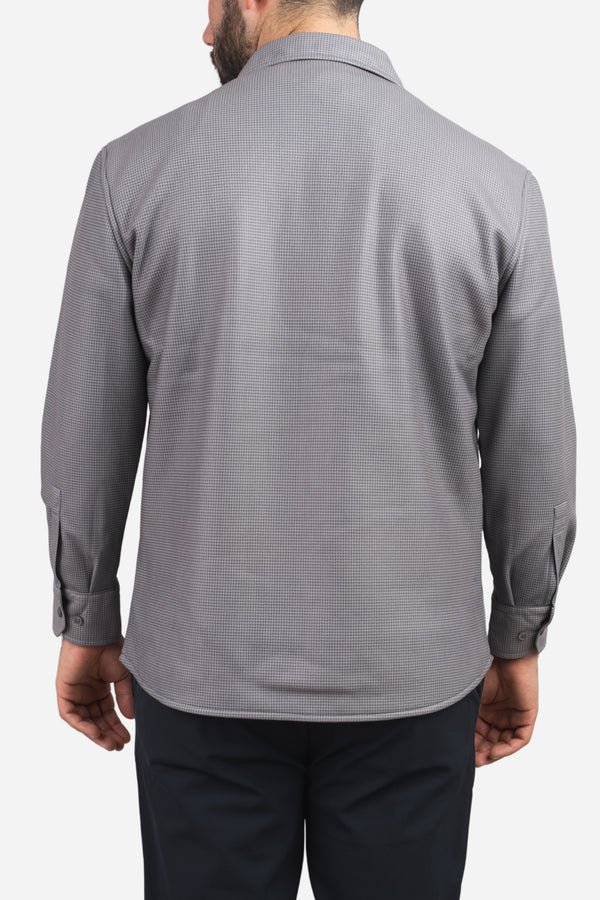 Cozy Overshirt Gray Houndstooth