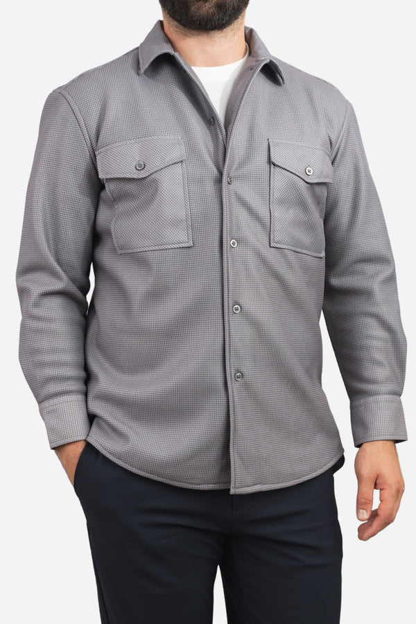 Cozy Overshirt Gray Houndstooth