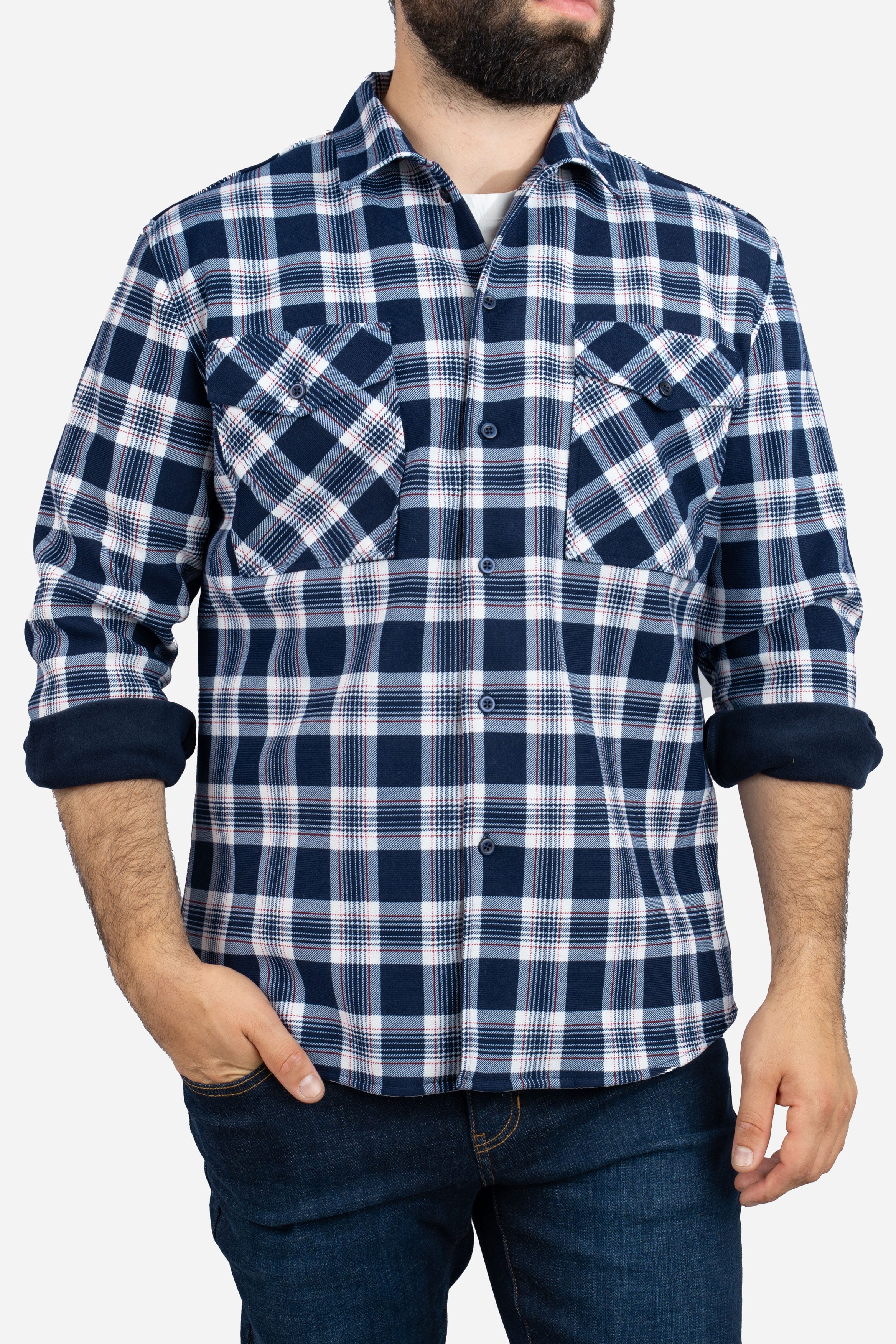 Cozy Overshirt Navy Plaid
