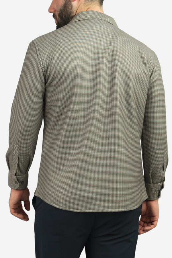 Cozy Overshirt Olive Houndstooth