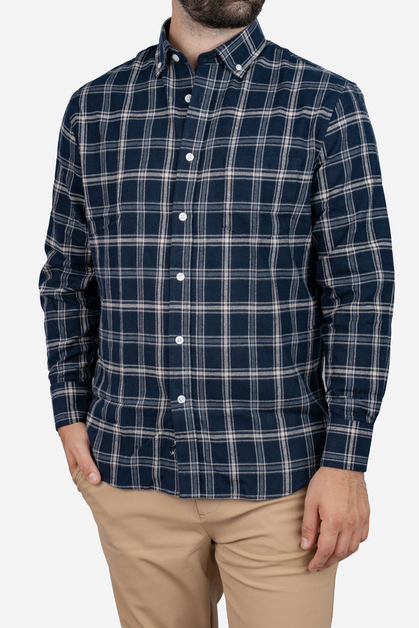 Flannel Button Down Shirt Navy