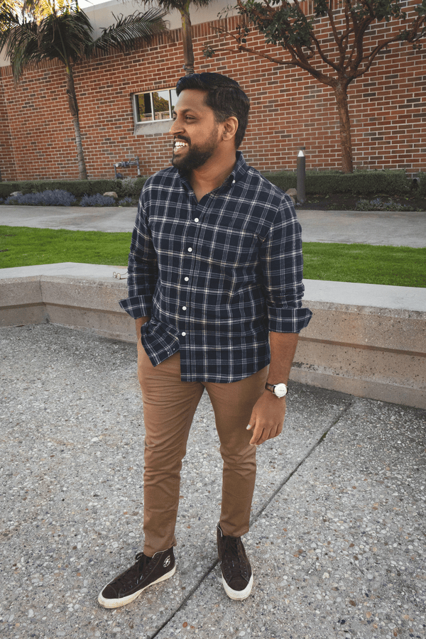 Flannel Button Down Shirt Navy