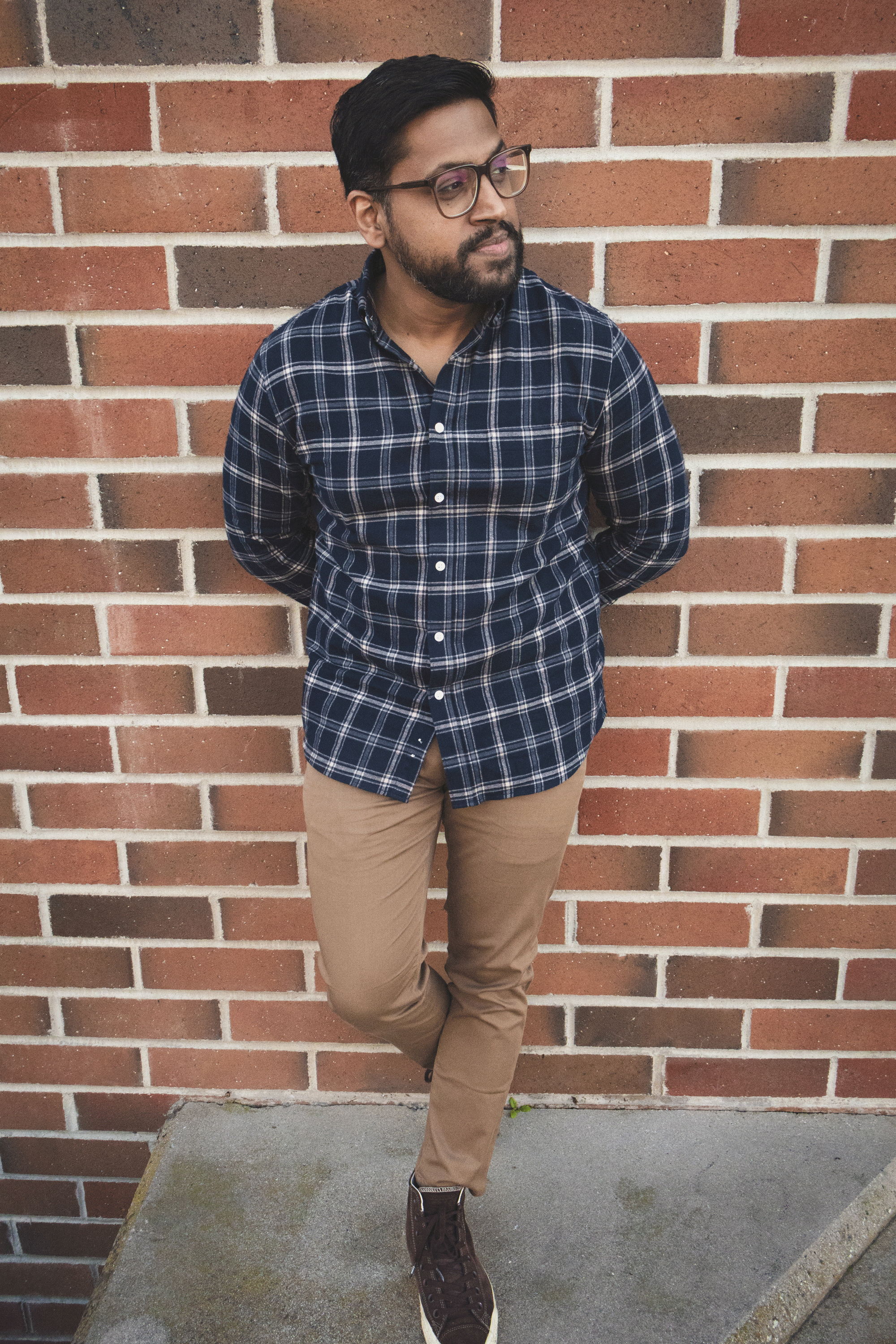 Flannel Button Down Shirt Navy