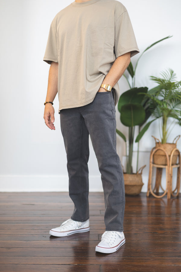 Straight Fit Stretch Jeans Gray