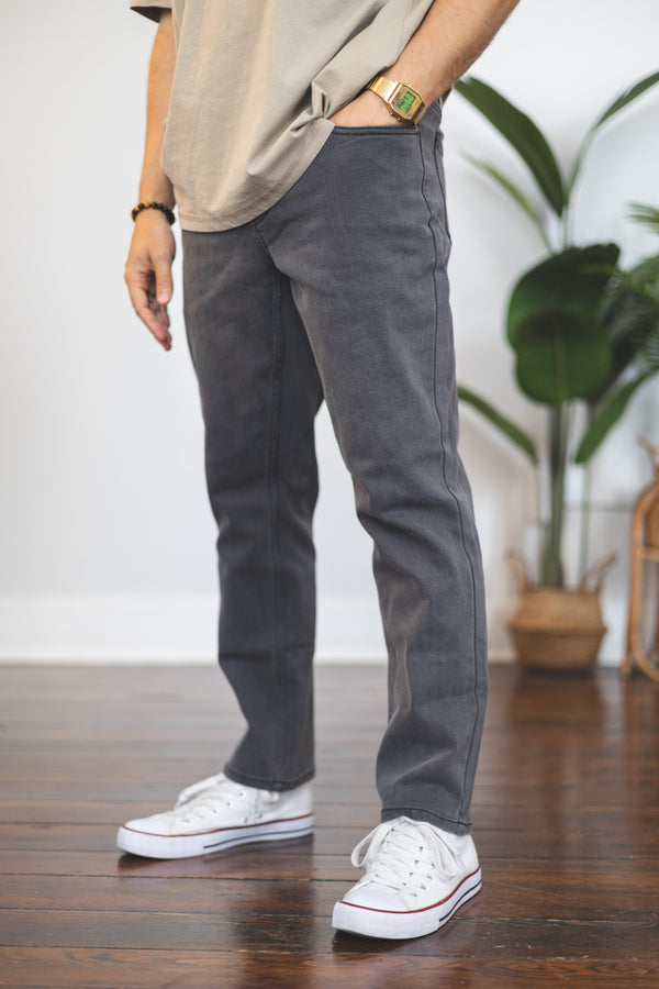 Straight Fit Stretch Jeans Gray