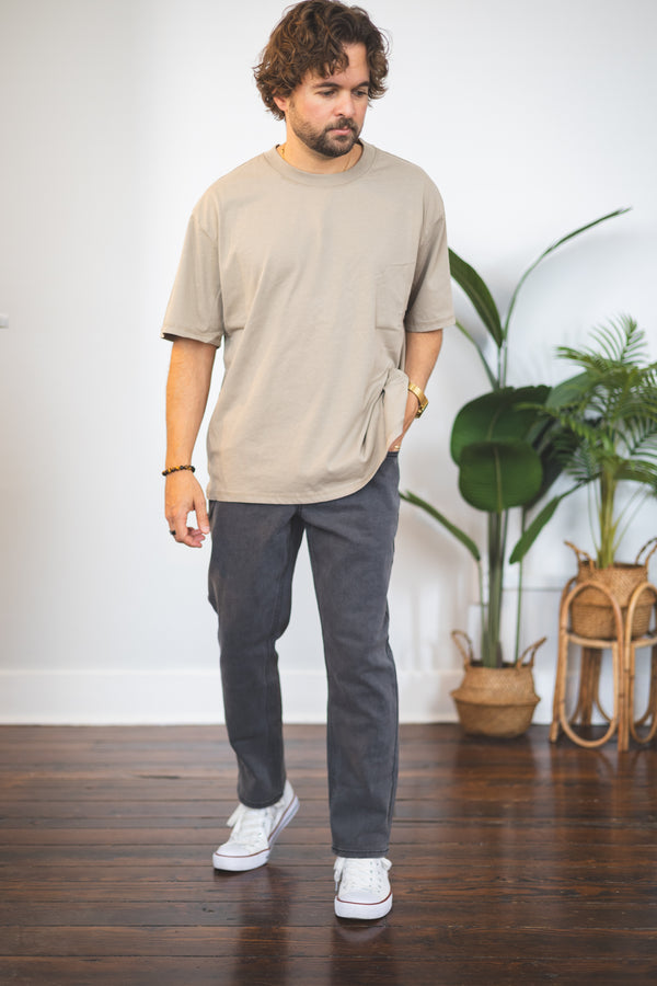 Straight Fit Stretch Jeans Gray