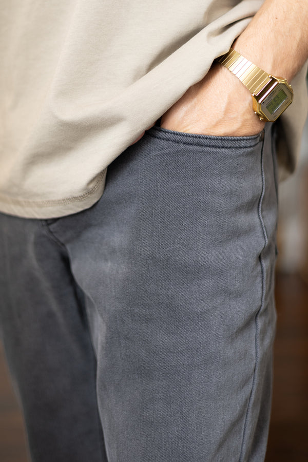 Straight Fit Stretch Jeans Gray