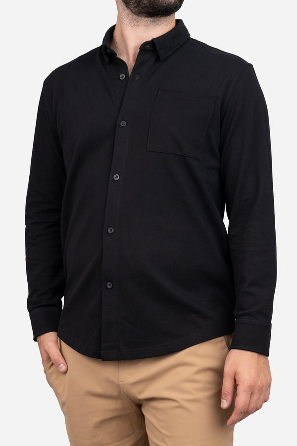 Performance Pique Button Down Shirt Black