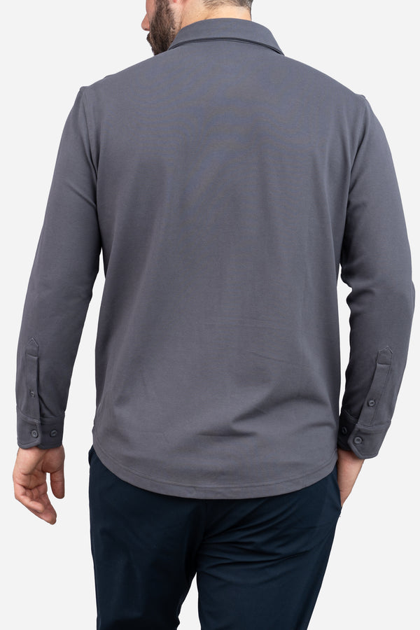 Performance Pique Button Down Shirt Charcoal