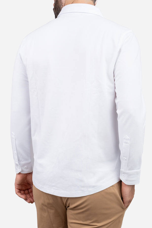 Performance Pique Button Down Shirt White