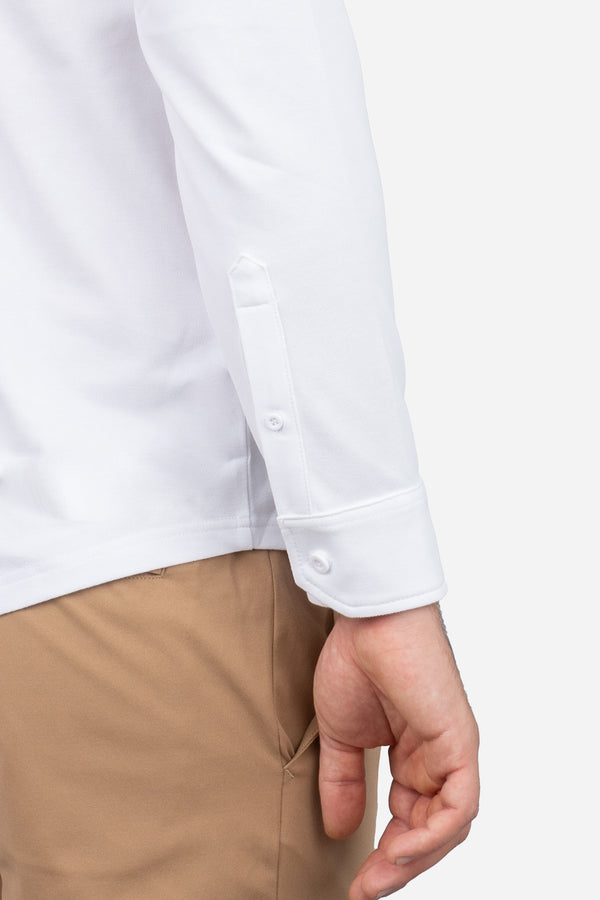 Performance Pique Button Down Shirt White